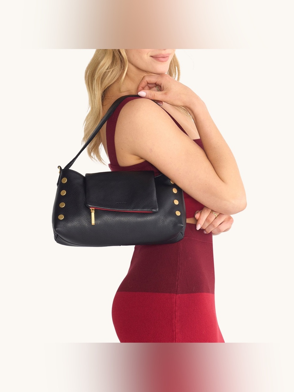 Hammitt VIP Satchel In Pomodoro Red/Brushed Gold/Hammered Rivets. Like 🆕 - Picture 16 of 16
